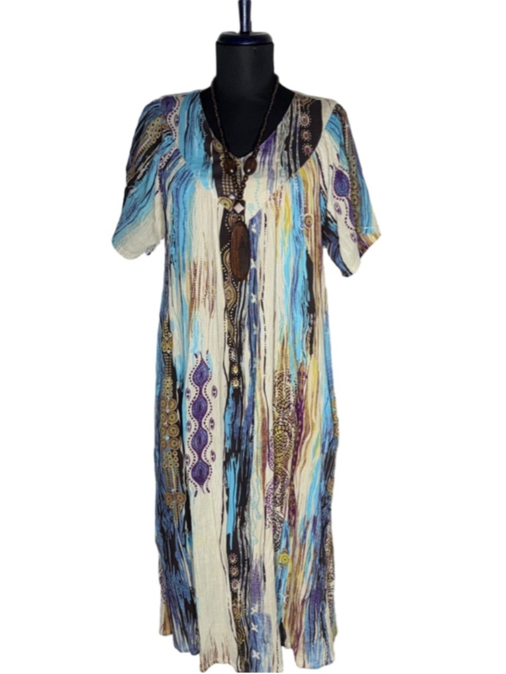 Vintage Y2K dress 70s hippie boho gauze cotton paisley tiedye fairy festival S